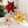 Artificial poinsettia flowers in red pink and gold with glitter 26cm christmas decor - 26cm / Gold + Light Pink + Red