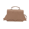 Brown bat-shaped satchel bag with wing stitching and adjustable crossbody strap - Khaki