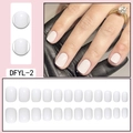 Short round white press-on nails set including 24 pieces in various sizes with gloss finish - Glue Type / White (DFYL-02)