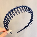 Deep blue matte headband with wavy toothed design for secure hair styling - 30# Wave Comb-Navy Blue