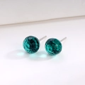 Deep green crystal ball stud earrings with S925 silver needles and faceted cut design - 8mm Green Crystal Studs