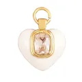 White enamel heart pendant with center gemstone and gold-plated copper rim - L267027-White White Square Zirconia Heart