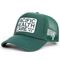 Retro Pacific Health Care embroidered trucker hat with dark green mesh and white patch - Green