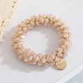 Pink faceted crystal bead elastic hair tie with a gold handmade metal tag - Pink Crystal Style