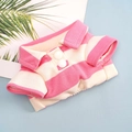Close-up of pink and white striped pet POLO shirt with collar and button details - 3XL(Bust 57CM) / Pink