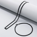 Black stainless steel Cuban chain necklace and bracelet jewelry set for men and women - 2.5mm Black / Bracelet 20CM