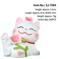 Cute white cherry blossom lucky cat figurine ornament and resin phone stand - 7004-Cherry Blossom Cat Style B