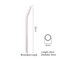 Reusable 20cm pink curved glass straw with 8mm diameter for juice and tea drinks - Curved Tube / Pink
