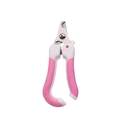 Rosa und weiße Haustier-Nagelschere mit gebogenen Klingen aus Edelstahl und festem Griff - Klein (OPP Beutel) / Rosa