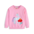 Rosafarbenes Langarm-Sweatshirt für Mädchen mit Einhorn- und Blumenstickerei - 2T (Höhe 80-90cm) / Rosa(3011)
