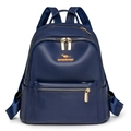 Zaino retrò da donna in pelle PU blu scuro con logo a canguro dorato e accessori oro - Taglia unica / Blu