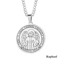 Collana con medaglione Arcangelo Raffaele in acciaio inossidabile argentato - Raffaele / Argento