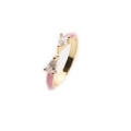 Bague cœur ajustable plaquée or avec émail rose et oxydes de zirconium poire - Ouvert Réglable / Rose