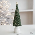 35cm resin Christmas tree statue with gold bows and white pedestal base holiday decor - Christmas Tree Ornament Style B