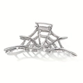 Pinza per capelli in metallo argentato a ragnatela con finitura lucida elegante - Grande / Argento-10.5cm