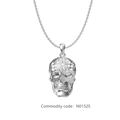 Pendentif tête de mort en argent avec cristaux scintillants pour style hip hop chic - Couleur Acier (N0152S)