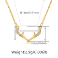 Dettaglio della collana dorata corna di renna con zirconi e dimensioni del prodotto - Collana Corna Di Renna Pavé Dorata