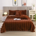 Caramel brown faux rabbit fur blanket with waffled texture and cozy plush thickness - 35*35cm Cushion / Dark Coffee