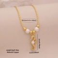 Collar dorado con colgante de caballito de mar con perla blanca y detalles de circonita - 2# Caballito de Mar
