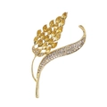 Elegant gold-plated wheat ear brooch with yellow marquise crystals and white zircons - Style 5-Streamlined Wheat