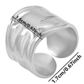 Detail view of hammered silver texture on 16mm wide stainless steel open ring - Silver