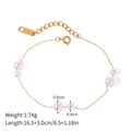Bracciale in acciaio inossidabile 18K con perle bianche alternate da 6mm e 4mm - Bracciale di Perle da 0,6 cm e 0,4 cm (JDBW2312002)
