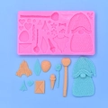 Christmas hat and sweater silicone mold for DIY fondant cake baking and chocolate crafts - Pink