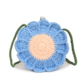Borsa a tracolla a fiori fatta a mano blu e rosa con una chiusura con perla chic - Fiore / Azzurro
