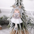 Pendente angelo di Natale in peluche con cappello grigio e corna di renna per albero - Ragazza Grigia Con Fiocco Di Neve