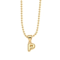 Balloon style letter P pendant necklace in 18k gold plating with a beaded chain - Letter P