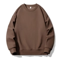 Classic dark brown crew neck pullover sweatshirt with ribbed cuffs and hem in a relaxed fit - M / Coffee