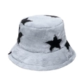 Cappello bucket in eco-pelliccia con motivo a stelle per stile streetwear invernale - Grigio