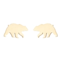 Detailed view of gold polar bear silhouette stud earrings in minimalist polished metal - Polar Bear Shape (385) / Gold