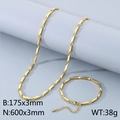 Conjunto de collar y pulsera unisex de acero inoxidable dorado con eslabones de 3mm - Pulsera / Dorado