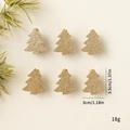 Set of 6 gold glitter wooden Christmas tree clips for festive hair and DIY decor - Christmas Tree / Set of 6 / Gold