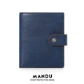 Portafoglio RFID da uomo blu navy in pelle a grana con fibbia in metallo dorato M - Blu scuro