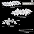 Set of four silver hair clips with pearls, leaf pattern and crystal rhinestones - 4-Piece Style 25