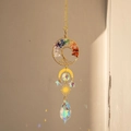 Brass tree of life suncatcher with colorful crystals and faceted glass pendant - Brass Round Tree of Life
