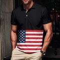 Schwarzes Herren-Poloshirt mit amerikanischem Flaggen-Print für den Sommer - S / Schwarz