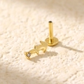 S925 sterling silver gold arrow stud earring with white zircon and flat back base - Gold (Sagittarius)