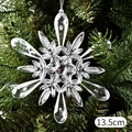 Copo de nieve de cristal acrílico de 13,5 cm con cordón plateado para decorar Navidad - Copo de Nieve Redondo Transparente de 13.5 cm