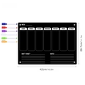 Black acrylic weekly planner board with 6 colored markers and magnetic mounting studs - TYU356 Black Large Note Weekly (With 6 Pens)
