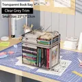 Transparent grey book storage bag with handles in small size 23x17x23cm for students - Small / Transparent Grey