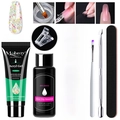 Kit per allungamento unghie polygel glitter Mobray 15ml con soluzione e strumenti - Principessa Affascinante Glitter (PGS005)