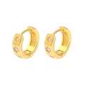 Elegant gold hoop earrings with starburst zircon accents on a clean white background - Gold Starry Zircon Huggie (17)