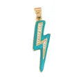 Lightning bolt pendant in gold finish with turquoise enamel and zircon stones - CZ Row Lightning-Turquoise