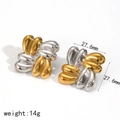 Detailed view of knot-shaped 18k gold and silver earrings with 27.6mm dimensions - Rope Knot Shape Style (TE6922-M)