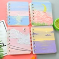 A7 mini spiral notebooks featuring four artistic hand-painted landscape oil painting covers - Selling Happiness
