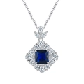 Elegant S925 sterling silver necklace with deep blue square gemstone and zircon accents - Lzn16-p For Sale