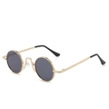 Piccoli occhiali da sole rotondi retrò con montatura in metallo dorato e lenti scure moda - Montatura Oro Lente Grigia